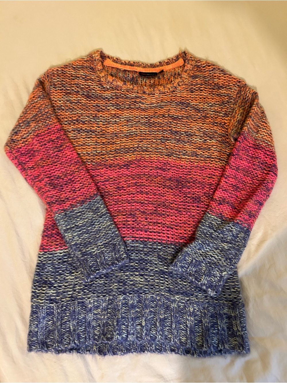 Ultra Flirt Women’s Colorblock Knit Crewneck Pullover Sweater Long Sleeve L